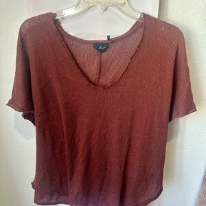 Women's V-Neck Short Sleeve Top - Rust